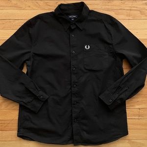 FRED PERRY Black Long Sleeve Button Up Shirt XL
